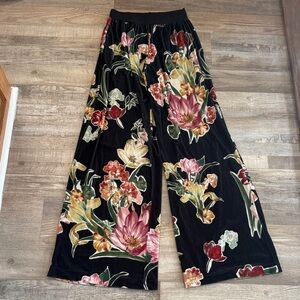 Vivian Shyu Floral Black Wide-Leg Pants size M/L